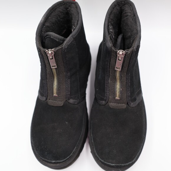 UGG NEUMEL Women's US 9.5 Zip Platform Suede Booties Black - Picture 4 of 9